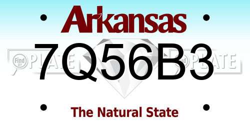 7Q56B3 Arkansas License Plate