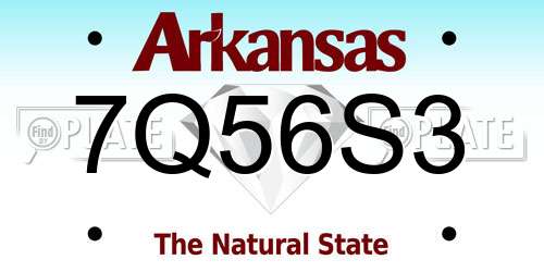 7Q56S3 Arkansas License Plate