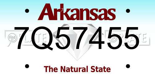 7Q57455 Arkansas License Plate