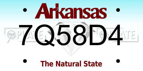 7Q58D4 Arkansas License Plate