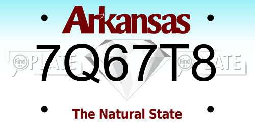 7Q67T8 Arkansas License Plate