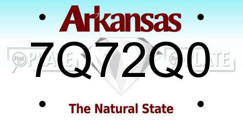 7Q72Q0 Arkansas License Plate