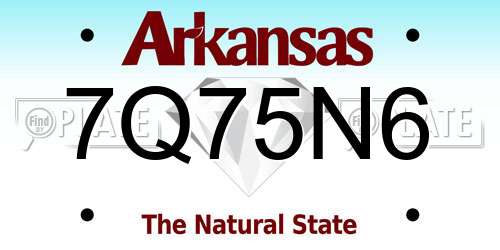 7Q75N6 Arkansas License Plate