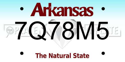 7Q78M5 Arkansas License Plate