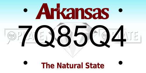 7Q85Q4 Arkansas License Plate