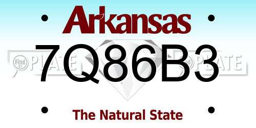 7Q86B3 Arkansas License Plate
