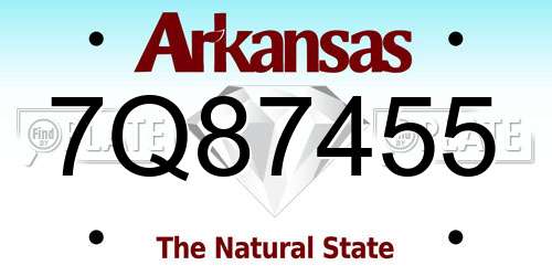 7Q87455 Arkansas License Plate