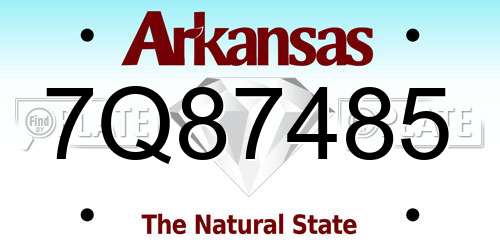 7Q87485 Arkansas License Plate