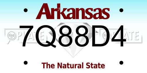 7Q88D4 Arkansas License Plate
