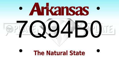 7Q94B0 Arkansas License Plate