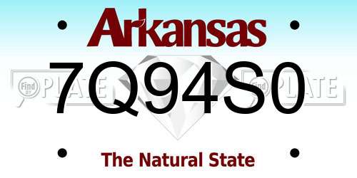 7Q94S0 Arkansas License Plate