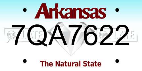 7QA7622 Arkansas License Plate