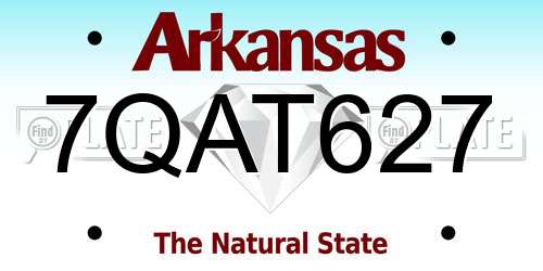 7QAT627 Arkansas License Plate