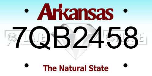 7QB2458 Arkansas License Plate