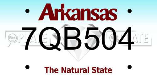 7QB504 Arkansas License Plate