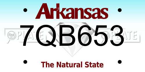 7QB653 Arkansas License Plate