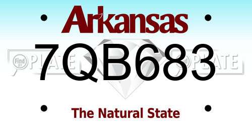 7QB683 Arkansas License Plate
