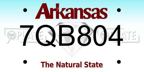 7QB804 Arkansas License Plate