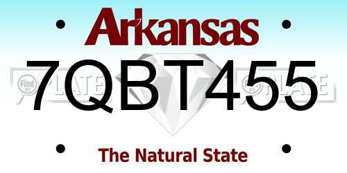 7QBT455 Arkansas License Plate