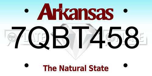 7QBT458 Arkansas License Plate