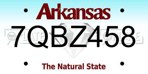 7QBZ458 Arkansas License Plate