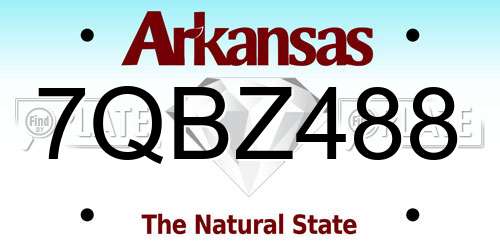 7QBZ488 Arkansas License Plate