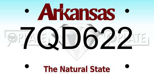 7QD622 Arkansas License Plate