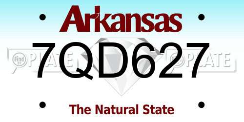 7QD627 Arkansas License Plate
