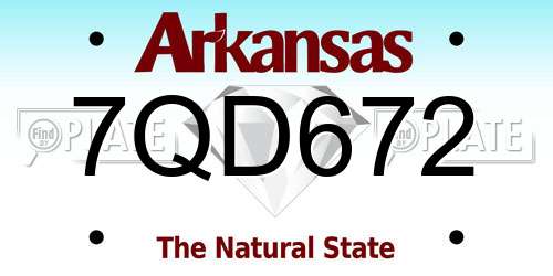 7QD672 Arkansas License Plate