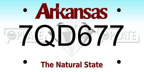 7QD677 Arkansas License Plate