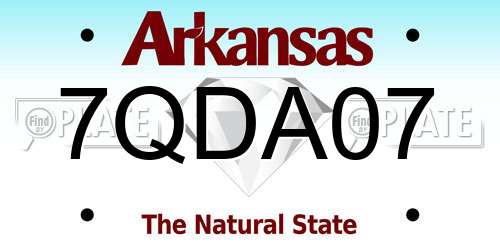 7QDA07 Arkansas License Plate