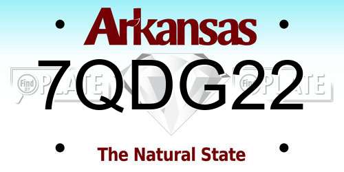 7QDG22 Arkansas License Plate