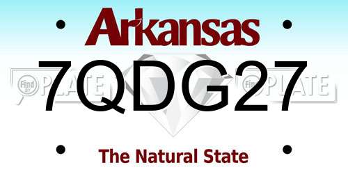 7QDG27 Arkansas License Plate