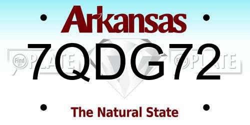 7QDG72 Arkansas License Plate