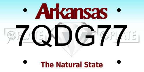 7QDG77 Arkansas License Plate