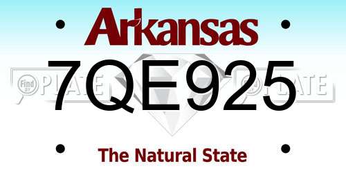 7QE925 Arkansas License Plate