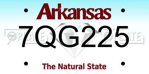 7QG225 Arkansas License Plate