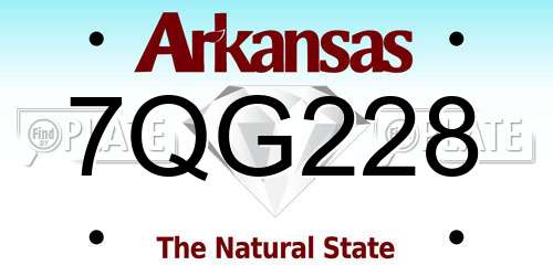 7QG228 Arkansas License Plate