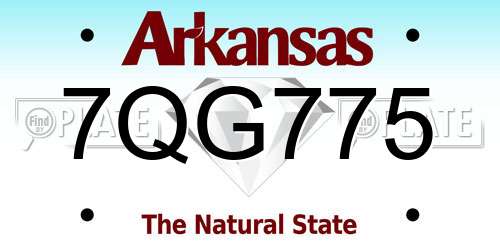 7QG775 Arkansas License Plate