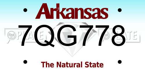 7QG778 Arkansas License Plate