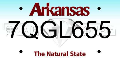 7QGL655 Arkansas License Plate