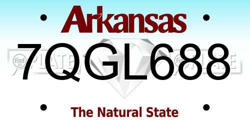 7QGL688 Arkansas License Plate