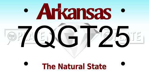 7QGT25 Arkansas License Plate