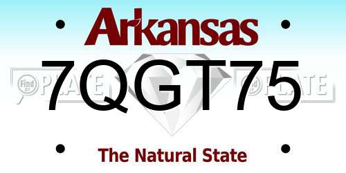 7QGT75 Arkansas License Plate