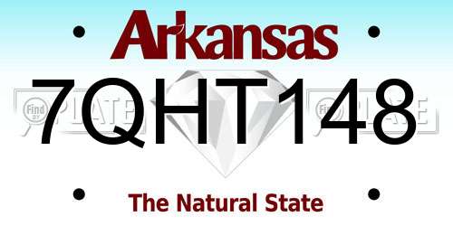 7QHT148 Arkansas License Plate