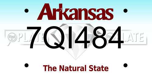 7QI484 Arkansas License Plate