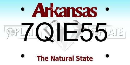 7QIE55 Arkansas License Plate