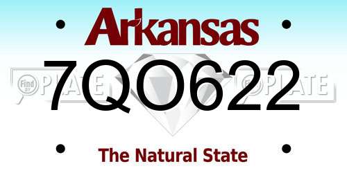 7QO622 Arkansas License Plate