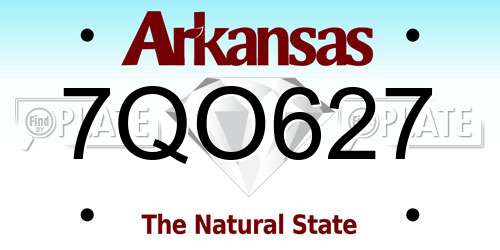7QO627 Arkansas License Plate