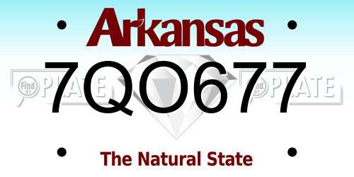 7QO677 Arkansas License Plate